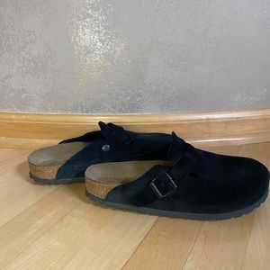 Birkenstock Black Suede Clogs, Size 40
